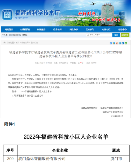 鼎運(yùn)智能榮獲“廈門市成長(zhǎng)型中小企業(yè)”稱號(hào)